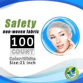 img 2 attached to 🧢 100 Pcs Disposable Bouffant Caps - 21inches Hair Net for Food Service & Sleeping - Elastic Dust Cap (White)