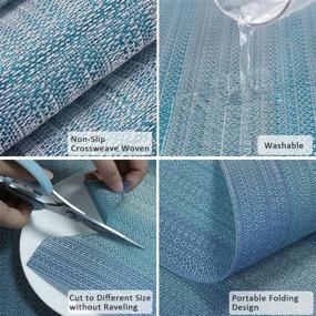 img 2 attached to HeloHo Placemats Set of 4- Heat & Stain Resistant Vinyl Table Place Mats with Foldable Design - Easy to Clean & Perfect for Kitchen Dining Table Decor - Blue
