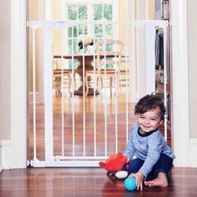 img 4 attached to 🚧 Toddleroo by North States 37.5” Wide Tall Bright Choice Baby Gate: Heavy Duty Metal Gate with Glow in The Dark Handle, Pressure Mount – Ideal for Wide Openings (36” Tall, White)