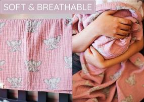 img 2 attached to 👶 Premium 4 Layer Thick Baby Girl Swaddle Blankets in Pink and Grey Elephant Design - Superfine Muslin, 43”x43” Size!