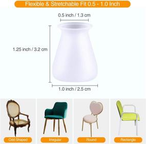 img 3 attached to 🪑 24Pcs Extra Small Anti-Slip Silicon Chair Leg Floor Protectors - White, Round or Square, FIT 0.5-1.0 INCH – Furniture & Table Feet Cover, Anti Noise & Anti Scratch Chair Leg Caps