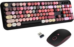 img 4 attached to 🖥️ Letton Wireless Keyboard Mouse Combo - 2.4GHz USB, Full Size Retro Typewriter Style, 108 Colorful Round Keys, 3 DPI Wireless Cute Mouse - Mac PC Compatible (Black)