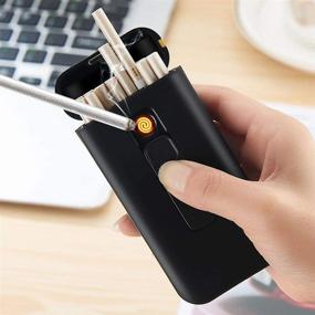img 3 attached to 🚬 KUGUAN Cigarette Case with Lighter - Portable 20pcs 100s Slim Cigarettes Box with USB Lighters - 2 in 1 Rechargeable Flameless Windproof Electric Lighter (Black)