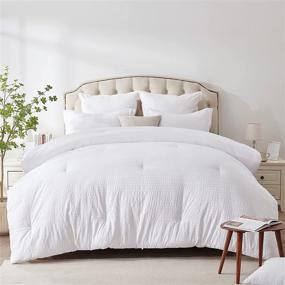 img 3 attached to 🛏️ Siluvia Queen Size Comforter: Luxuriously Soft Quilted Down Alternative Duvet Insert with Corner Tabs - Reversible White Queen Bedding