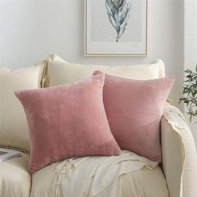 img 3 attached to 🎀 Exclusive 2-Pack Soft Fleece Throw Pillow Covers 18x18 Inch, Decorative Square Pillow Case for Couch/Sofa/Bed/Car-45x45 cm, Pink