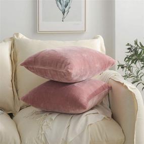 img 1 attached to 🎀 Exclusive 2-Pack Soft Fleece Throw Pillow Covers 18x18 Inch, Decorative Square Pillow Case for Couch/Sofa/Bed/Car-45x45 cm, Pink