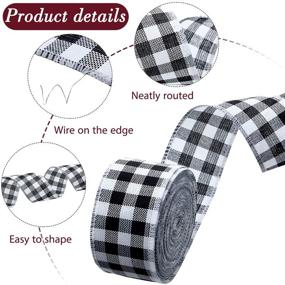 img 2 attached to 🎅 Christmas Wired Edge Ribbons: 6 Rolls, 45 Yards - Plaid & Buffalo Patterns - DIY Wrapping & Crafts (Red/Black, Black/White, Yellow Linen)