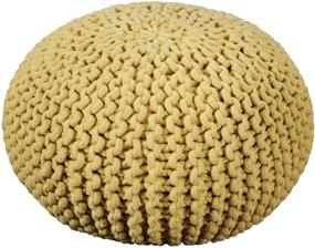 img 2 attached to 🟨 Handcrafted Modern Cotton Pouf in Yellow - Poona