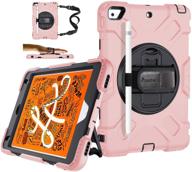 📱 ipad mini case 5th/4th gen, shockproof cover with stand, strap, holder - kids pink logo