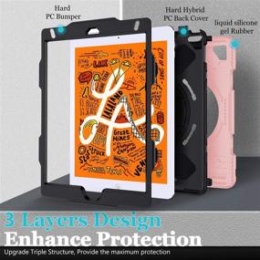 img 2 attached to 📱 iPad Mini Case 5th/4th Gen, Shockproof Cover with Stand, Strap, Holder - Kids Pink