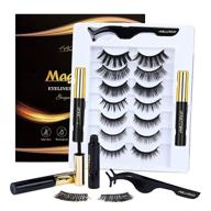 3d magnetic eyelashes kit with magnetic eyeliner - natural look reusable magnetic lashes extension set (7 pairs) | includes tweezers | no glue needed logo