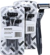 amazon brand - solimo 3-blade disposable razors for men, 6 count (2 packs of 3) - efficient shaving solution for men logo