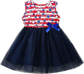 img 4 attached to 4th of July Toddler Girl Dress: American Stars Sleeveless Stripe Tulle Playwear Clothes