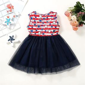 img 2 attached to 4th of July Toddler Girl Dress: American Stars Sleeveless Stripe Tulle Playwear Clothes