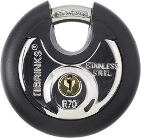 img 4 attached to 🔒 Commercial Stainless Steel Discus Padlock by Brinks - Keyed, 70mm, 4 Pin Cylinder, Black