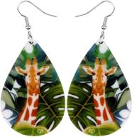 🦒 newei acrylic africa giraffe earrings: stylish teardrop dangle jungle animal jewelry for women & kids, a charming gift! logo