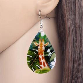 img 3 attached to 🦒 NEWEI Acrylic Africa Giraffe Earrings: Stylish Teardrop Dangle Jungle Animal Jewelry for Women & Kids, a Charming Gift!