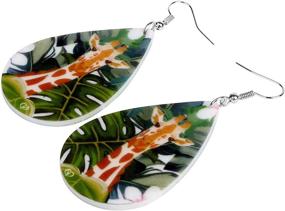 img 1 attached to 🦒 NEWEI Acrylic Africa Giraffe Earrings: Stylish Teardrop Dangle Jungle Animal Jewelry for Women & Kids, a Charming Gift!