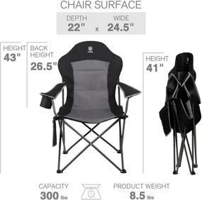 img 1 attached to 🪑 EVER ADVANCED Oversized Padded Quad Arm Chair: High Back Folding Camp Chair with Cup Holder - Supports 300 lbs, Collapsible Steel Frame for Heavy Duty Outdoor Comfort