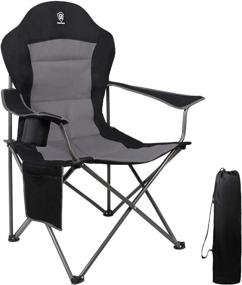 img 4 attached to 🪑 EVER ADVANCED Oversized Padded Quad Arm Chair: High Back Folding Camp Chair with Cup Holder - Supports 300 lbs, Collapsible Steel Frame for Heavy Duty Outdoor Comfort