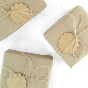 img 1 attached to 🏷️ 100 Pack of Brown Craft Scalloped Paper Label Tags: Perfect for Birthday Parties, Wedding Gifts, Organizing & Crafts, with Jute Twines String Included