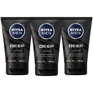 🧼 nivea men deep cleansing beard and face wash with natural charcoal - 3 pack of 3.3 fl oz tubes. logo