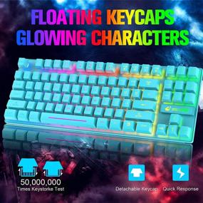 img 2 attached to 🎮 Enhance Your Gaming Experience with Wireless Gaming Keyboard and Mouse Combo - 87 Key Rainbow LED Backlight, Rechargeable Battery, Mechanical Feel, Anti-ghosting, Ergonomic, Waterproof, RGB Mute Mice for PC Gamers (Blue)