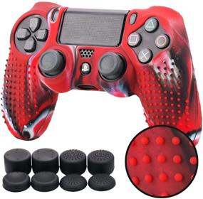 img 4 attached to 🎮 YoRHa Studded Silicone Cover Skin Case for Sony PS4/slim/Pro Dualshock 4 Controller + Pro Thumb Grips - Camouflage Red Edition: Enhance Your Gaming Experience!