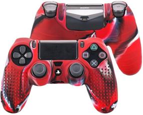 img 3 attached to 🎮 YoRHa Studded Silicone Cover Skin Case for Sony PS4/slim/Pro Dualshock 4 Controller + Pro Thumb Grips - Camouflage Red Edition: Enhance Your Gaming Experience!