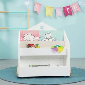 img 3 attached to 📚 Labebe Children Wooden Book Rack Toy Organizer with Large Storage Bins for Toddlers, Double-Sided Use Bookshelf, 3-Shelf Bookcase for Kids Display, White, 19.88" x 15.75" x 21.65