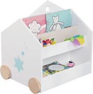 📚 labebe children wooden book rack toy organizer with large storage bins for toddlers, double-sided use bookshelf, 3-shelf bookcase for kids display, white, 19.88" x 15.75" x 21.65 logo