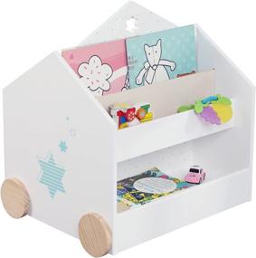 img 4 attached to 📚 Labebe Children Wooden Book Rack Toy Organizer with Large Storage Bins for Toddlers, Double-Sided Use Bookshelf, 3-Shelf Bookcase for Kids Display, White, 19.88" x 15.75" x 21.65