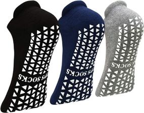 img 4 attached to 🧦 Yoga Pilates Barre Fitness Non Slip Socks with Grips, Home and Hospital Sticky Slipper Socks for Women Men