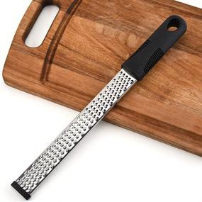 img 1 attached to 🧀 Stainless Steel Zester Grater with Handle - Perfect for Cheese, Lemon, Ginger, Garlic, Nutmeg, Chocolate, Vegetables, Fruits