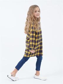 img 2 attached to Sleeve Button Cotton Flannel Green Girls' Clothing for Tops, Tees & Blouses