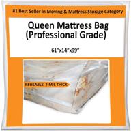 🛏️ 4 mil heavy duty thick plastic wrap protector reusable bags - queen mattress bag for moving and storage supplies cover logo