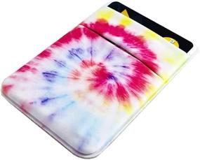 img 2 attached to Two Pack Phone Card Holder UCOLOR Stretchy Lycra Wallet Pocket Credit Card ID Case Pouch Sleeve 3M Adhesive Sticker On IPhone Samsung Galaxy Android Smartphones (Tie Dye)