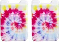 two pack phone card holder ucolor stretchy lycra wallet pocket credit card id case pouch sleeve 3m adhesive sticker on iphone samsung galaxy android smartphones (tie dye) logo