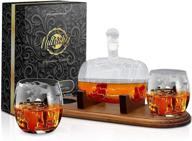 nutrichef 750ml whiskey decanter with glasses logo