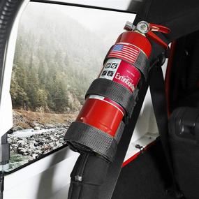 img 4 attached to 🔥 Voodonala Adjustable Strap Bracket for Jeep Roll Bar Fire Extinguisher Holder: Black, Fits 1965-2021 Jeep Wrangler TJ CJ YJ JK JKU JL JLU JT - 1pc
