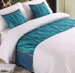 img 4 attached to 🛏️ Mengersi Rippling Bed Runner Scarf Protector Slipcover: Enhance Your Bedroom with this Decorative Scarf for Hotel or Wedding Rooms (Includes 2 matching Pillowcases in 18"x18" size, C edition)
