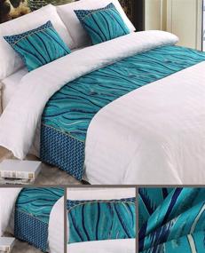 img 3 attached to 🛏️ Mengersi Rippling Bed Runner Scarf Protector Slipcover: Enhance Your Bedroom with this Decorative Scarf for Hotel or Wedding Rooms (Includes 2 matching Pillowcases in 18"x18" size, C edition)