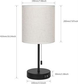 img 3 attached to 🔌 Enhance Your Living Space with USB Table Lamp Set - Bedside Nightstand Lamp with Dual USB Charging Ports - Stylish Fabric Shade Desk Reading Lamp for Living Room Bedroom Office