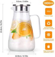 🥤 heat resistant glass pitcher with stainless steel lid and spout - jasdel water carafe with handle, ideal beverage pitcher for iced tea and juice, perfect pitcher for fridge storage - 1800ml/61oz logo