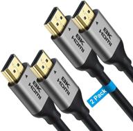 🔌 ultra high-speed 8k hdmi 2.1 cable by yauhody - 2 pack, 6ft hdmi cord with 48gbps bandwidth, supports 8k@60hz, 4k@120hz, 3d, hdcp 2.2&amp;2.3, 4:4:4, dynamic hdr, earc - compatible with ps5, ps4, switch, roku tv/fire tv logo