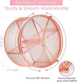 img 3 attached to 🌹 Premium Rose Gold Mesh Desk Organizer with Varhomax Pen Holder - 360-Degree Rotating Pencil Holder for Home Office Storage. Multi-Functional Caddy with 4 Compartments for Large Storage Capacity.