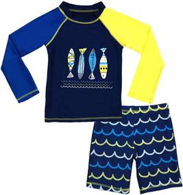 img 4 attached to 🩱 Boys' Sunsuit Swimwear with Sleeve for Optimal Sun Protection - One-Piece Swimsuit
