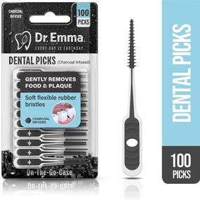 img 3 attached to 🦷 Dr. Emma Soft Charcoal Dental Picks, 100 Count (1 Packs) - Rubberized Brush Picks