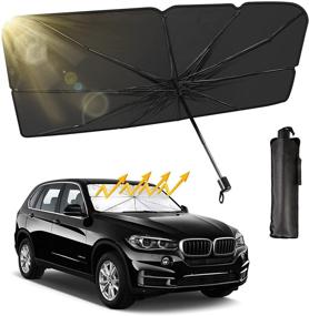 img 4 attached to 🌞 Stay Cool in Style with the Foldable Car Sunshade Umbrella for Truck SUV Car Windshield
