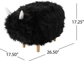 img 2 attached to 🦙 Christopher Knight Home Kamla Furry Yak Ottoman - Stylish Black Design with Natural Finish